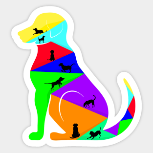 Colorful cute small puppies Sticker